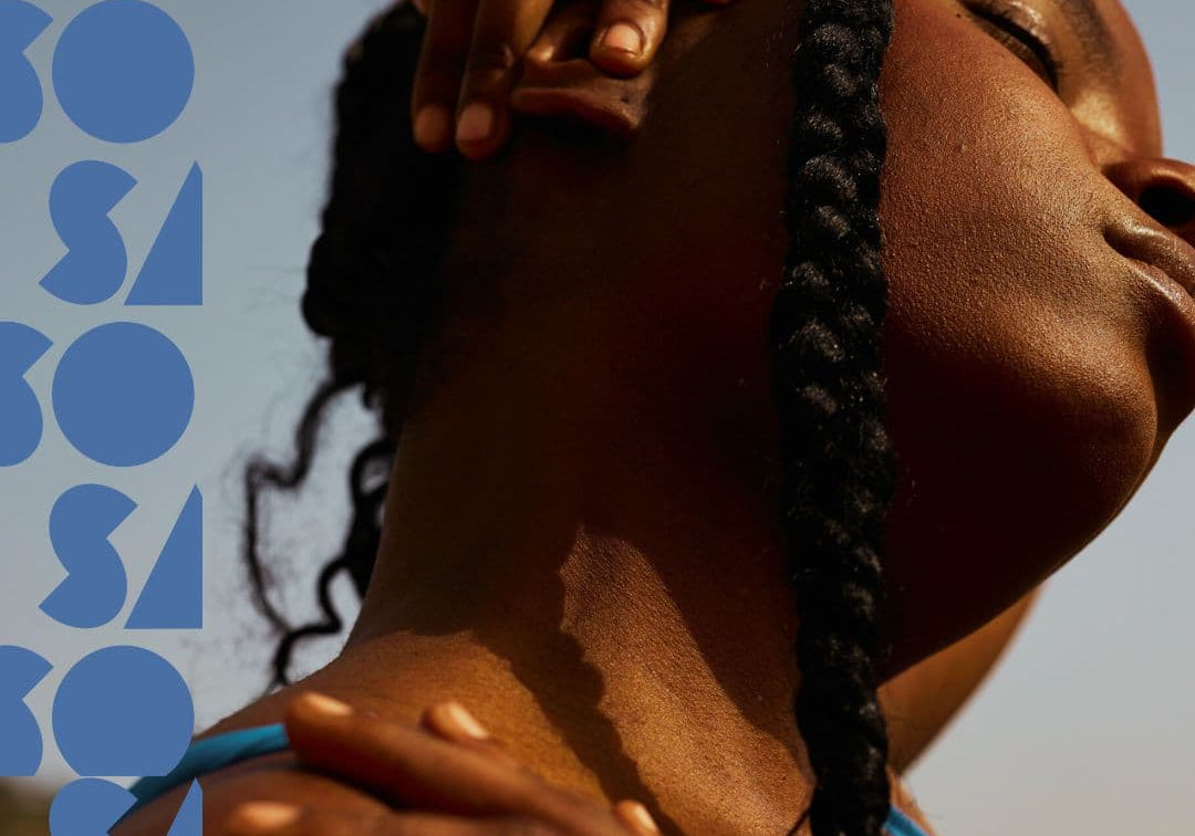 Femme noire a la plage portant une coiffure protectrice avec des braids-routine cheveux secs eté
