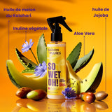 Spray hydratant sans rincage So Wet Oh! avec huile de melon du Kalahari, aloe vera et jojoba - ingrédients naturels pour cheveux secs